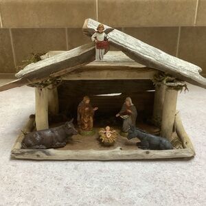 Driftwood Art, Driftwood Landi Nativity Set, Driftwood Manger & Nativity Set